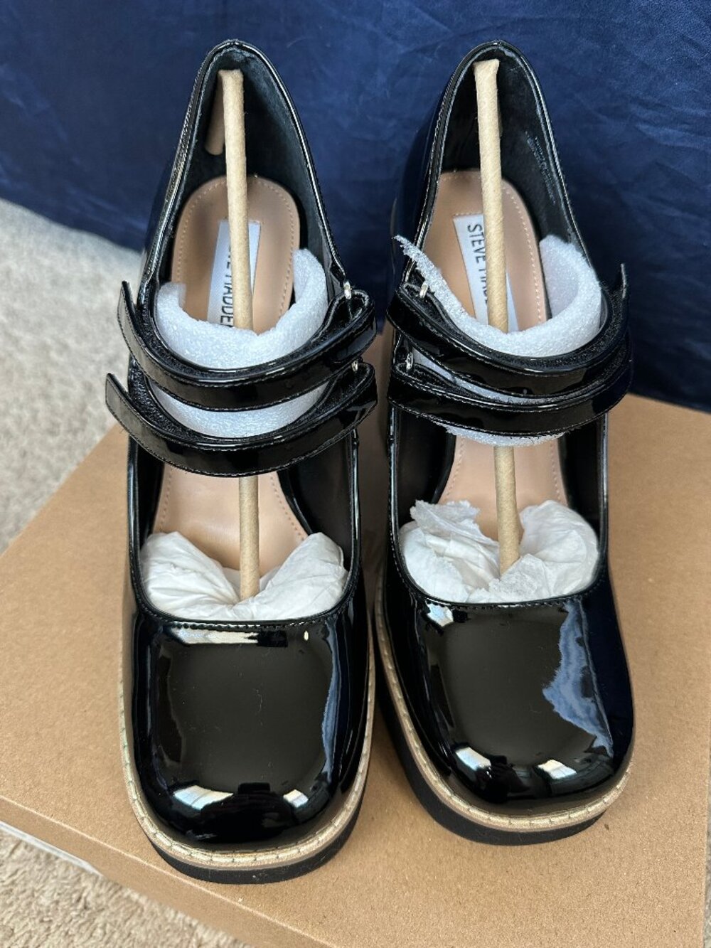 Steve Madden Twice Mary Jane Women's 10 Black Patent Platform Shoes - Picture 4 of 5